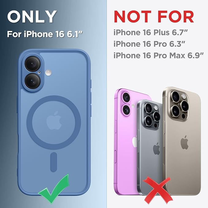 CAPRARO for iPhone 16 Case, Compatible with MagSafe Lake Blue | Upgraded [Full Camera Protection] Protective Translucent Matte Women Girl Magnetic Phone Case Cover, Lake Blue - Image 2