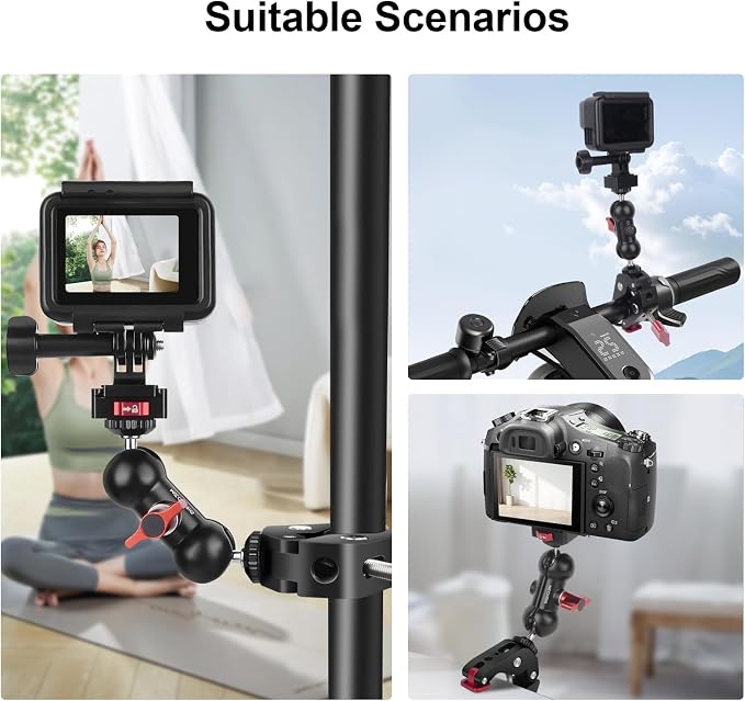 Super Clamp Mount with 360°Ballhead Magic Arm,Universal Mount with Quick Release Adapter for DSLR Camera,Led Lights,Action Cameras,and More - Image 5
