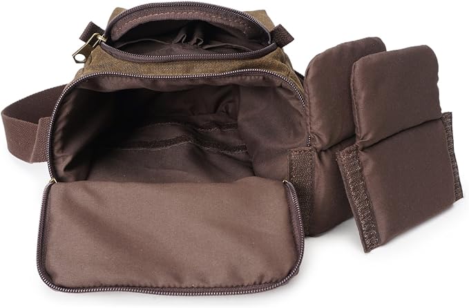 Small Camera Bag/Case, Vintage Canvase Leather Trim DSLR SLR Camera Shoulder Messenger Sling Bag - Image 5