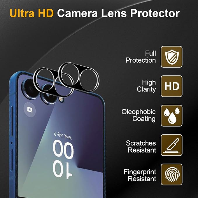 3 Pack Camera Lens Protector for Samsung Galaxy Z Flip 7 | Tempered Glass,Anti-Fingerprint,9H Hardness,Scratch Resistant,Easy to Install,Bubble Free,HD Clarity - Image 5