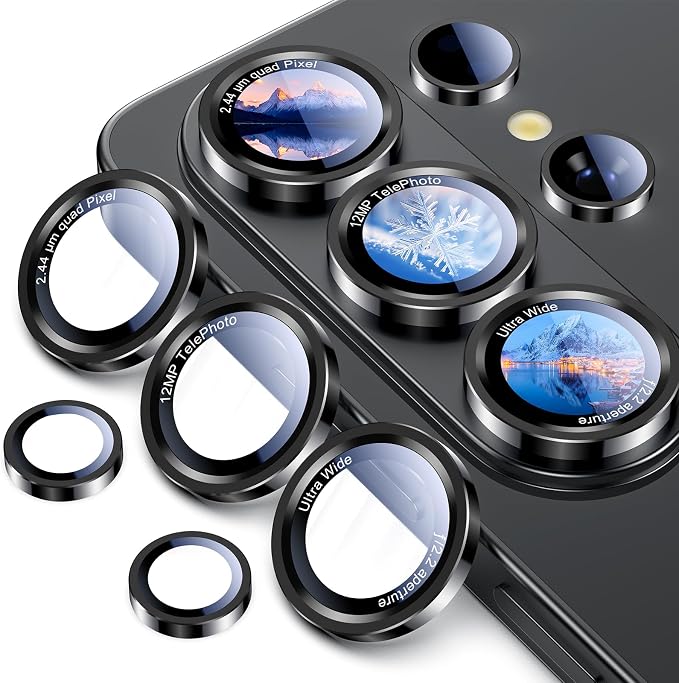 Uyiton for Samsung Galaxy S26 Ultra Camera Lens Protector, Unique Design | Case-Friendly, Ultra-Thin, Military-Grade Sapphire Glass with Aluminum Metal Rear Camera Screen Cover, Black - Image 9