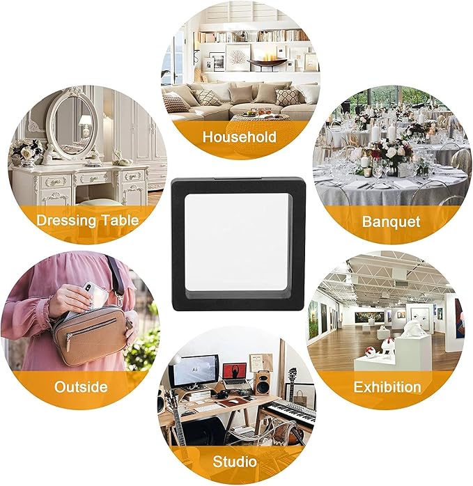Linkstyle 10PCS 3D Floating Frame Display Stand, Challenge Coins Display Holder Case, Jewelry Specimen Medallions Storage Box Suspension Frame - Image 6