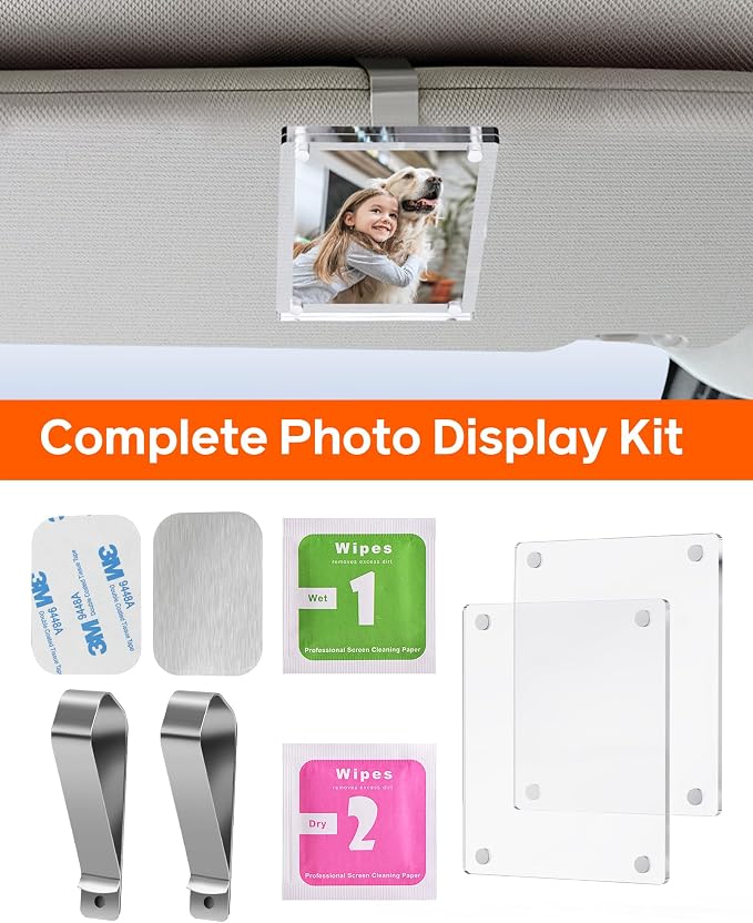 2Pcs 3"x3.5" Magnetic Car Visor Photo Holders - Strong Clip-on Picture Frames for Sun Visor - Personalized Photo Display for Family, Pets & Memories - Car Accessories Christmas Gift with Secure Clips. - Image 8
