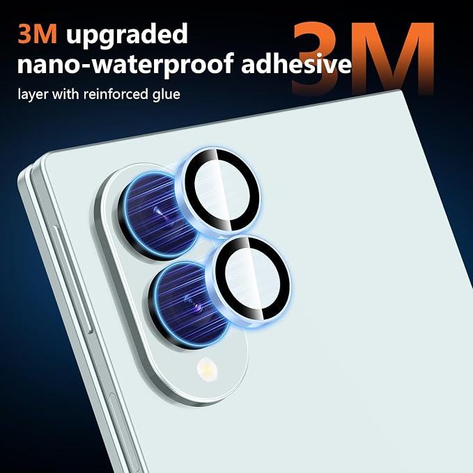 for Samsung Galaxy Z Fold 8 Camera Lens Protector, Individual Metal Ring Tempered Glass Lens Cover, [Strong Adsorption] Scratch Resistant Ultra-Thin HD Clear Lens Cover, 1 Set-Blue Ring - Image 4
