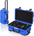 Relaxweex Rolling Camera Hard Case with Padded Dividers & Wheels, Impact-resistant Hard Shell Travel Case for Cameras, Lenses & Accessories(22 x 14 x 9 Inch,Blue) by Relaxweex