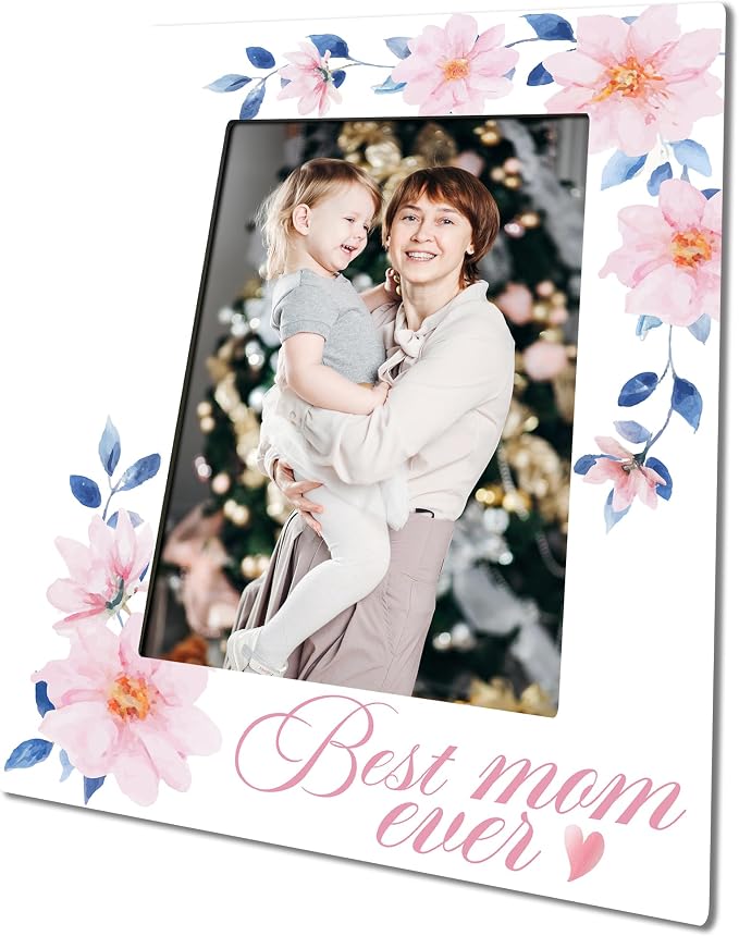 Mom Picture frame 4 x 6 Photo , Best Mom Ever Picture Frame With Back Bracket, Home Office Desktop Display, Mother Birthday Gifts Mothers Day Decor, Women's Home Office Decor And Accessories -D03 by FRRCREU