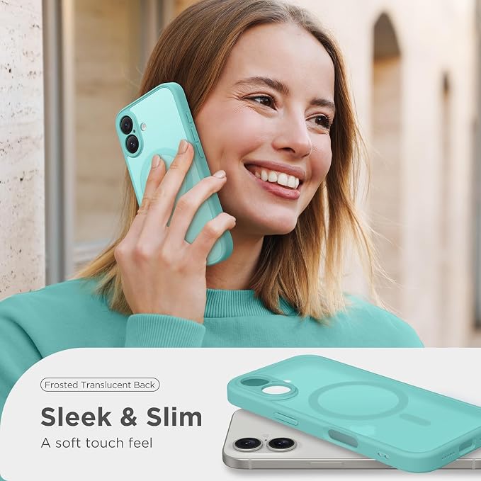 CAPRARO for iPhone 16 Case, Compatible with MagSafe | Upgraded [Full Camera Protection] Protective Translucent Matte Women Girl Magnetic Phone Case Cover, Smoky Blue - Image 7