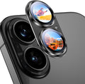Uyiton for iPhone 17 Camera Lens Protector, Metal Frame Glass Cover | Not Easy to Break, Strong Adsorption, Case-Friendly, Metal 9H Sapphire Glass Rear Camera Screen Cover, Black by Uyiton