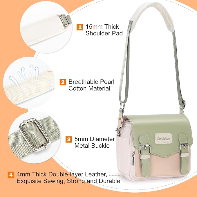 Cwatcun Compact Camera Sling Bag, Crossbody Case with Tripod Holder | Camera Messenger Bag, Photography Bag for Canon, Nikon, Sony, Fuji DSLR/SLR/Mirrorless, Lens.Fits 1DSLR+1lens - Image 8