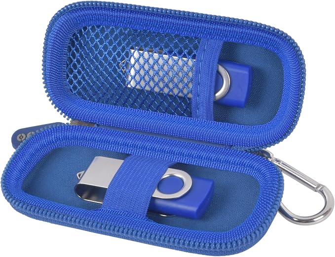 USB Flash Drive Case, SD Card/Thumb Drive/Memory Cards Holder, Bag Only | SDXC/SDHC Storage, Electronic Accessories Organizer for SanDisk / for Samsung, for Students/IT/Office/School/Travel, Blue by ALKOO