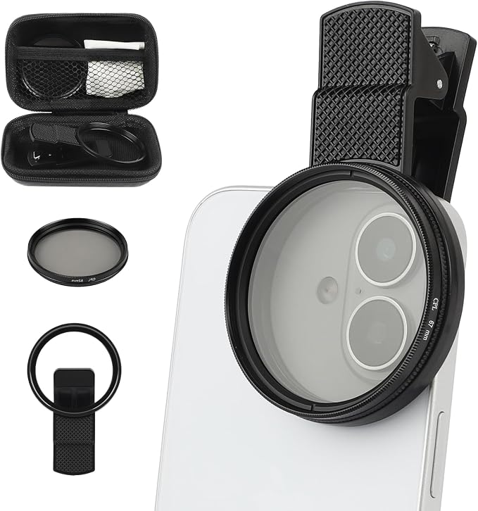 67mm Clip-On CPL Phone Camera Lens Filter, Polarizer Circular Filter, Ultra Slim Multi- Coated CPL Filter Compatible with iPhone 17/16/15/14/13 Samsung by Unknown