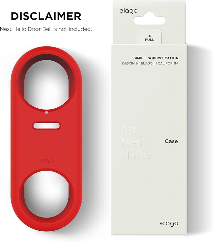 elago Silicone Case for Google Nest Hello Doorbell Cover (Wired) | Full Protection, Night Vision Compatible [US Patent Registered] [Red] - Image 7