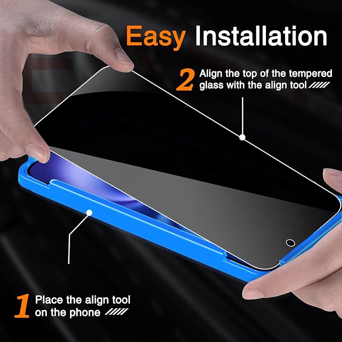 Wiaocit Tempered Glass Privacy Screen Protector for iPhone 16 | 3+3 Pack, 9H Hardness, Camera Lens Protector, Installation Frame, Bubble Free, Case Friendly - Image 3