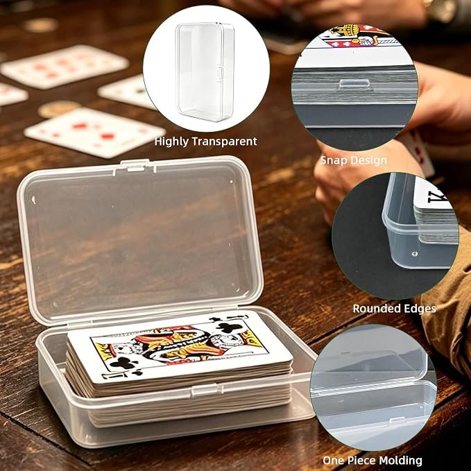 4 Pack Clear Plastic Blank Card Case Snap Button Playing Card Storage Box | Unbreakable compact card holder, suitable for trading cards, business cards and various card collection storage - Image 4