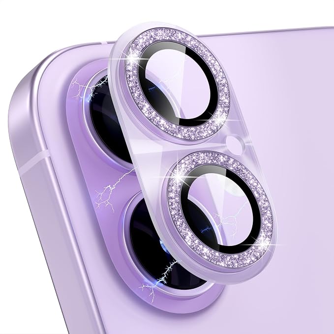 Choiche for iPhone 17 Camera Lens Protector, Light-Lavender | Bling Metal Camera Cover with 9H Tempered Glass Lens Screen Protector Accessories, Strong Adsorption, Case-Friendly by Choiche