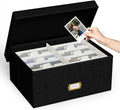 Decorative Photo Storage Box, Linen Photo Box Holds 1700 5x7 Pictures Black | Photo Storage Containers with 8 Dividers, Memory Keepsake Organizer for Photos, Scrapbook Supplies, Cards, Stamps,Archive Box by JOLENSOY