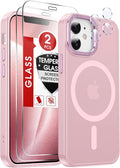 LeYi for iPhone-12 Mini Cases/iPhone-13 Mini Phone Case: Pink [ Screen Protector X2+ Camera Cover X2] Compatible with Magsafe i 13mini 12mini Cases Slim Magnetic Protective Rugged Girl Women, Pink by LeYi