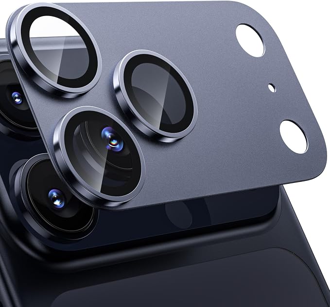 WSKEN for iPhone 17 Pro Camera Lens Protector - Military Grade Design | Strong Adhesion, Daily Shatterproof, Metal Aluminum Alloy Tempered Glass Camera Screen Protector, Deep Blue by SmartProtectionGreenerFuture