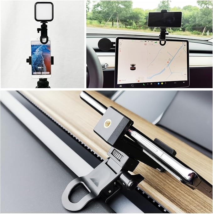 2 Pack Monitor Camera Mount Clamp Clip Screen LCD Display Top Fill Light Flash Holder Webcam Stand with 1/4 Screw Universal Connector for Phone Tripod Tablet Video Live Stream - Image 7