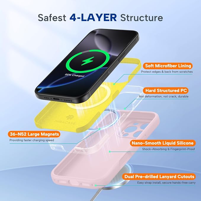miracase Magnetic for iPhone 16 Pro Case, [Soft Anti-Scratch Microfiber Lining], Compatible with MagSafe, Liquid Silicone Case Shockproof Drop Protection Phone Case for 16 Pro,Sand Pink | Compatible with MagSafe, Soft Microfiber Lining, Liquid Silicone... - Image 5