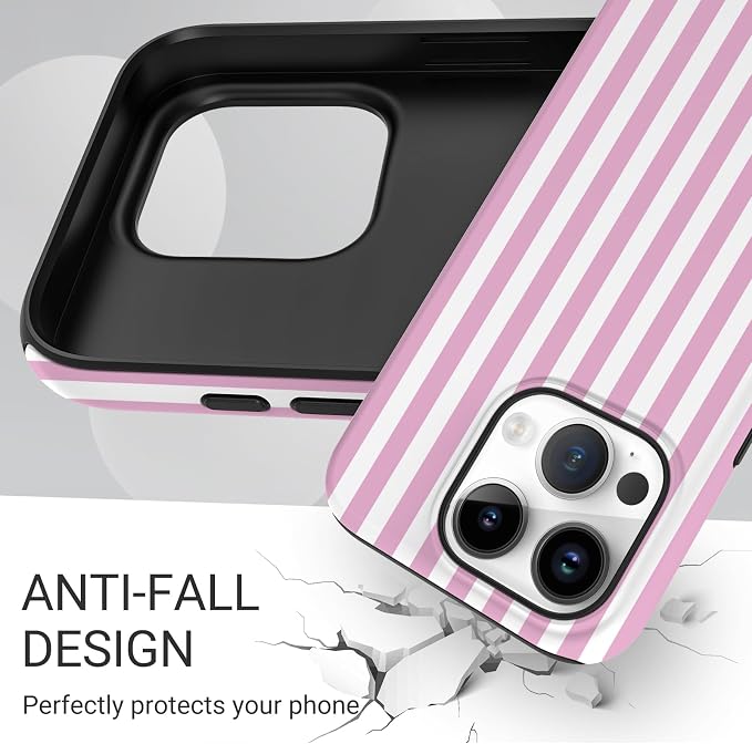 TPU Phone Case for iPhone, MagSafe Wireless Charging Compatible, Shockproof Slim Fit Protective Cover with Anti-Yellowing & Raised Camera Protection (Pink Stripe, iPhone 14 Pro Max) - Image 5