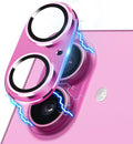Compatible with iPhone 16 and 16 Plus Camera Lens Protector, Anti-Scratch Tempered Glass Metal Camera Screen Protector Shockproof Full Protective Lens Cover, Pink by Hsefo