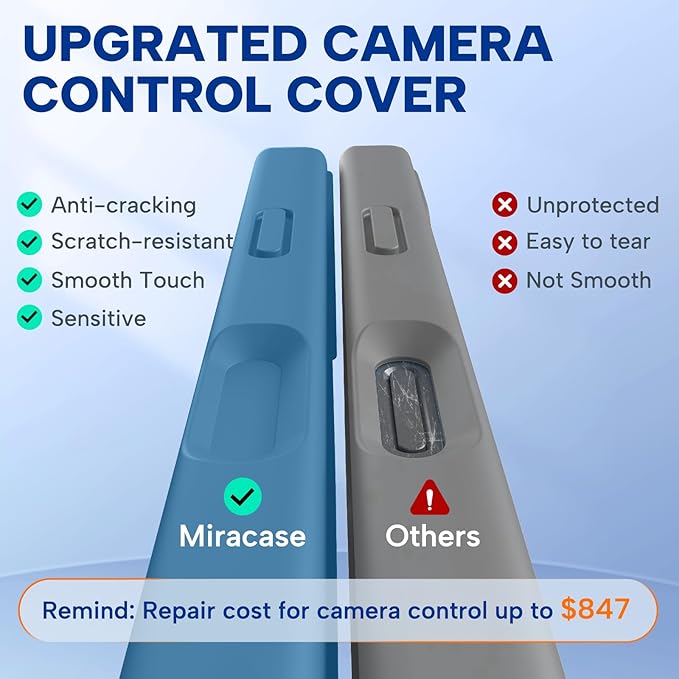 Miracase Silicone & Magnetic for iPhone 17 Case, Capri Blue | Compatible with MagSafe, Silicone Camera Control Cover, Soft Microfiber Lining, Shockproof Drop Protection Phone Case for 17 - Image 3