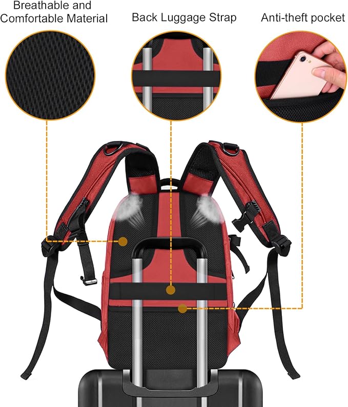 MOSISO Camera Backpack, DSLR/SLR/Mirrorless Photography Camera Bag | 15-16 inch Waterproof Hardshell Case with Tripod Holder&Laptop Compartment Compatible with Canon/Nikon/Sony, Red - Image 8