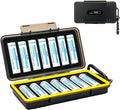 JJC 14 Slots 18650 Battery Case with Carabiner, Water-Resistant and Shockproof Battery Storage for 14 x 18650, 18650 Organizer Box | Battery Storage Holder for 14 x 1865, 1865 Organizer Box Container, Interior Sponge Cushion by JJC