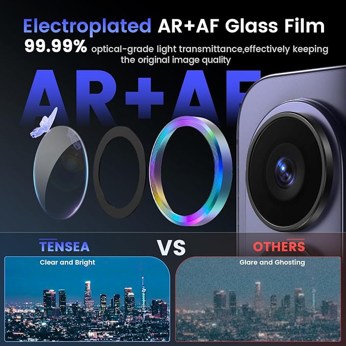 Tensea Compatible with Samsung Galaxy S26 Ultra Camera Lens Protector | 9H Tempered Glass Camera Cover Screen Protector Metal Individual Ring [Installation Tray][Case Friendly] - Image 3