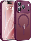 FNTCASE for iPhone 17 Pro Max Case, Fit for Magsafe, Screen Protector | Full Camera Protection, Translucent Matte, 14FT Military Grade Drop Proof, Shockproof Protective Phone Cover, Wine Red by FNTCASE