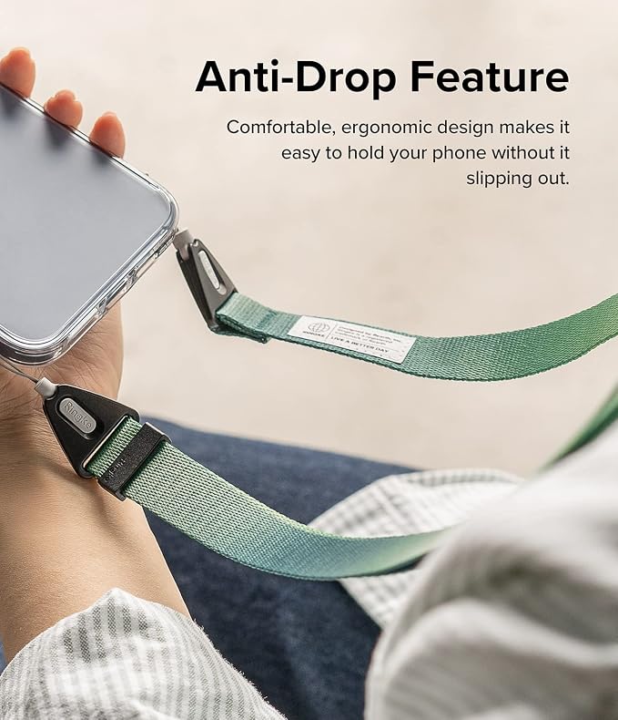 Ringke Phone Lanyard for iPhone 17 Pro Max and Most Smartphones [One-Touch Buckle] Shoulder Strap Adjustable Sturdy Universal Phone Crossbody Neck Lanyard for Travel Essentials - Forest - Image 4
