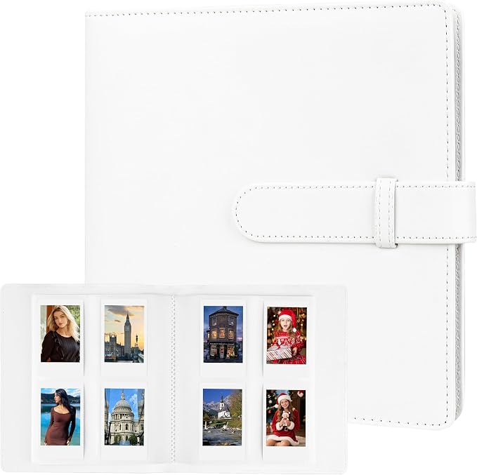 Veicevol 256-Pocket 2x3 Photo Album for Instax Mini and Polaroid, White | PU Leather Cover Keeps, Fits Instax Mini and Polaroid 2x3 Photos, Protects Travel, Wedding and Family Memories by VEICEVOL