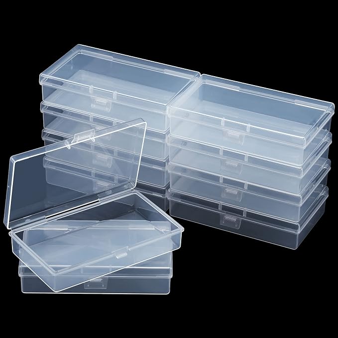 SATINIOR 12 Pack Clear Plastic Beads Storage Containers Box with Hinged Lid for Beads and More (5.2 x 3.03 x 1.18 Inch) - Image 7