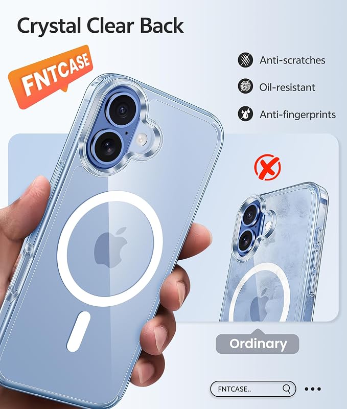 FNTCASE for iPhone 17 Case, Compatible with Magsafe, Glass Screen Protector | Anti Yellowing, Magnetic Phone Cases, 14FT Military Grade Drop Protection, Slim Shockproof Protective Cover, Clear - Image 6