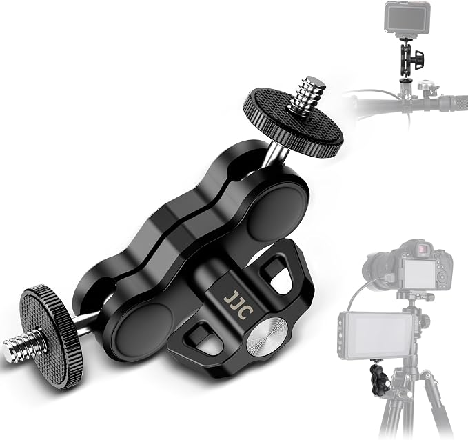 Universal Adjustable Magic Arm with 2 Ballhead & 1/4''-20 Screws for Super C Clamp Action Camera Cage, 360° Rotatable Double Ball Head Adapter for Insta360 X5 X4 Air Osmo Action 6 5 Pro Nano Pocket 4 by Kiorafoto