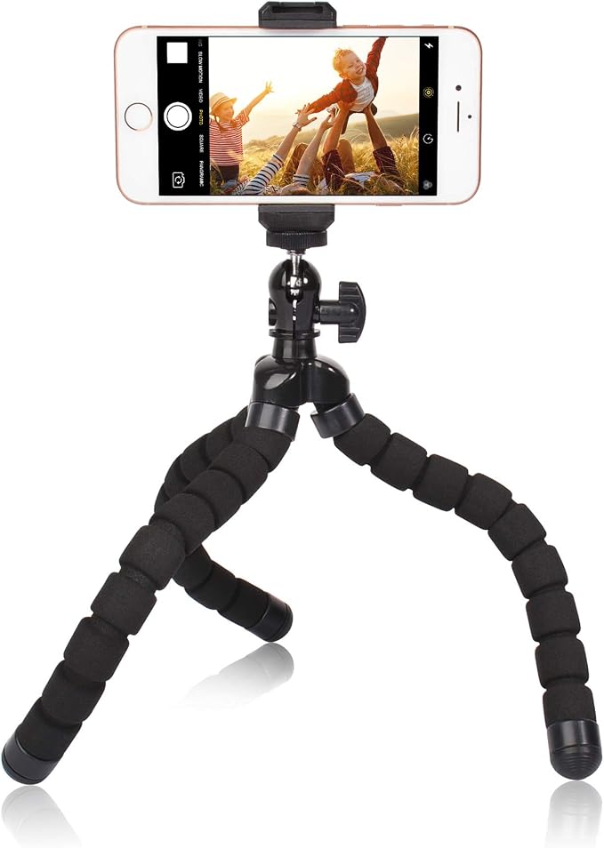 Phone Mini Tripod, Ruittos Premium Flexible Mobile Phone Tripod Stand Compatible with iPhone Samsung Go Pro, Small Digital Camera, Black by Ruittos