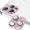 Designed for iPhone 12 Pro Max Camera Lens Protector, Bling 3D Rhinestone Diamond 9H Tempered Glass Camera Cover Anti Scratch Shockproof Lens Screen Full Protective Cover -Pink by Hsefo