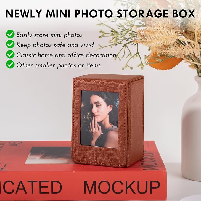 2x3 Inch Photo Holder Compatible for Instax Mini EVO/Liplay/SE/12/11/13/41/40/99/90/9/8/7S Camera Films, 3 Inch Film Storage Box, Photo Case Accessories Can Hold 50 PCS Picture - Brown - Image 5