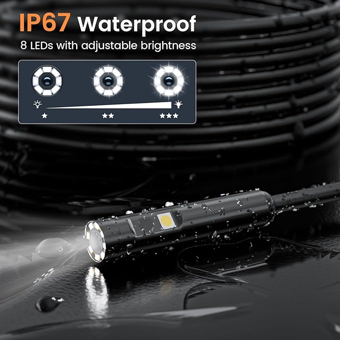 Endoscope Camera with Light: 4.3" 1080P HD Dual-Lens Inspection Borescope Camera for Sewer - 16.4ft Waterproof Industrial Endoscope - Flexible Snake Bore Scope for Plumbing Automotive - Image 4