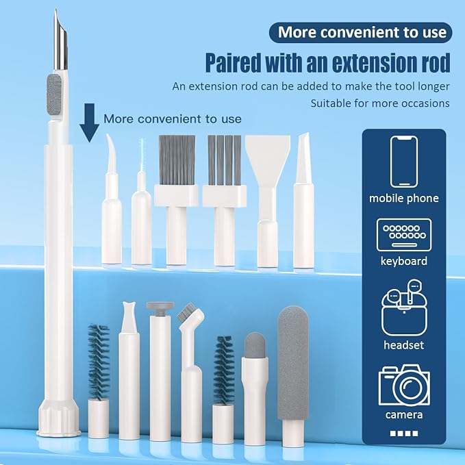 Keyboard Cleaning Kit Laptop Cleaner,Computer Screen Cleaning Brush Tool | 32-in-1 Multi Function PC Electronic Cleaner Kit for iPad iPhone Pro,Earbuds,Camera Monitor-White - Image 7