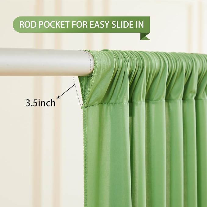 Sage Green Backdrop Curtain 8 Panels-Wrinkle-Free Green Curtains Polyester Photography Drapes for Baby Shower Birthday Party Photo Background Backdrop Stand- 32 X10FT (Sage Green) - Image 2