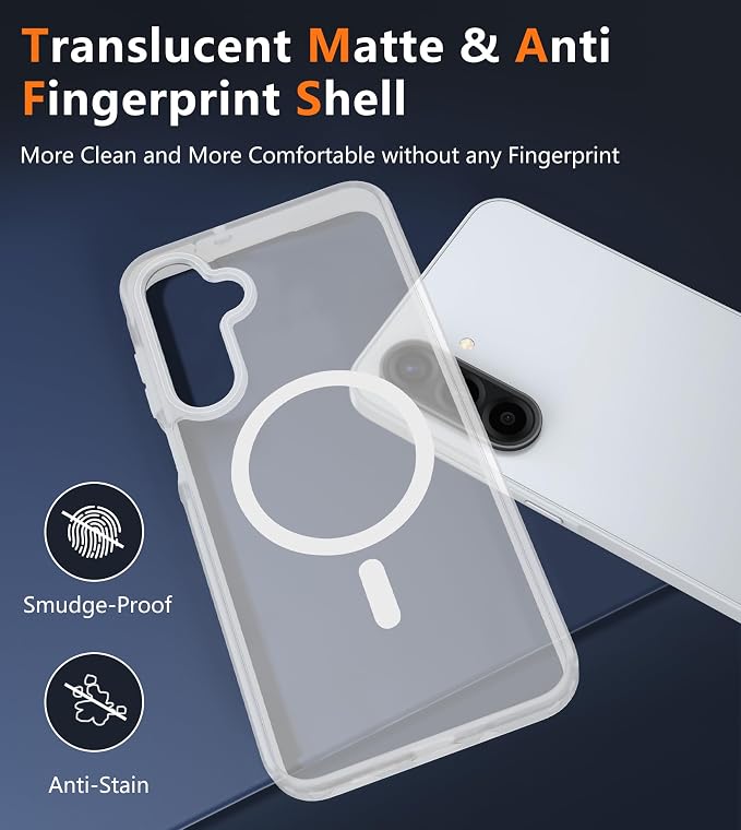 FNTCASE for Galaxy A26 5G Phone Case, Fit for Magsafe, Screen Protector | Translucent Matte, 14FT Military Grade Drop Protection, Slim Shockproof Protective, for Samsung A 26 4G Cover, White - Image 5