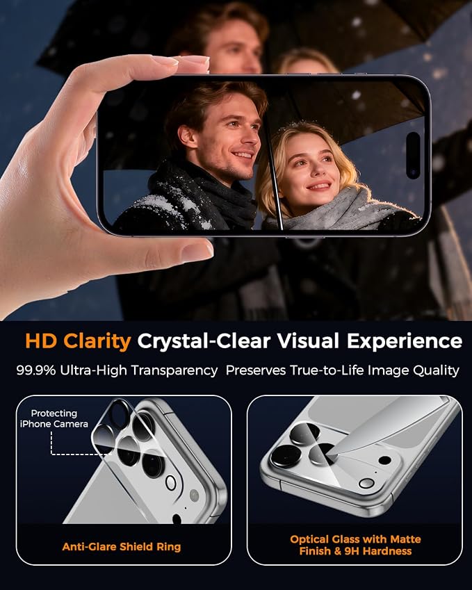 SIBEITU Screen Protector for iPhone 17 Pro Max Tempered Glass Film | 3 Pack Screen + 3 Pack Camera Lens Tempered Glass, Installation Frame, 6.9 Inch HD Clear, 9H Hardness, Scratch Resistant - Image 4