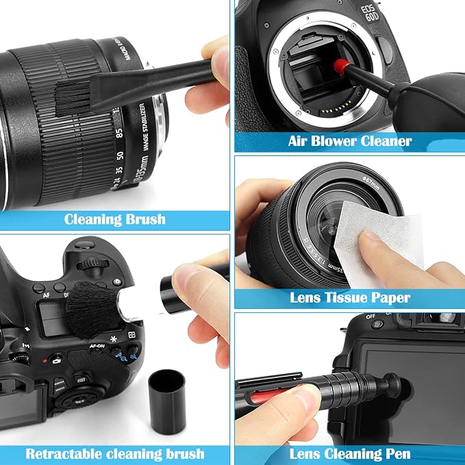 ARVOK Professional Camera Cleaning Kit(32 pcs), Including Air Blower/Cleaning Pen/Cleaning Spray/Cleaning Cloth/Lens Brush, Lens Cleaning Kit for DSLR Cameras Compatible with Canon, Nikon, Sony - Image 7