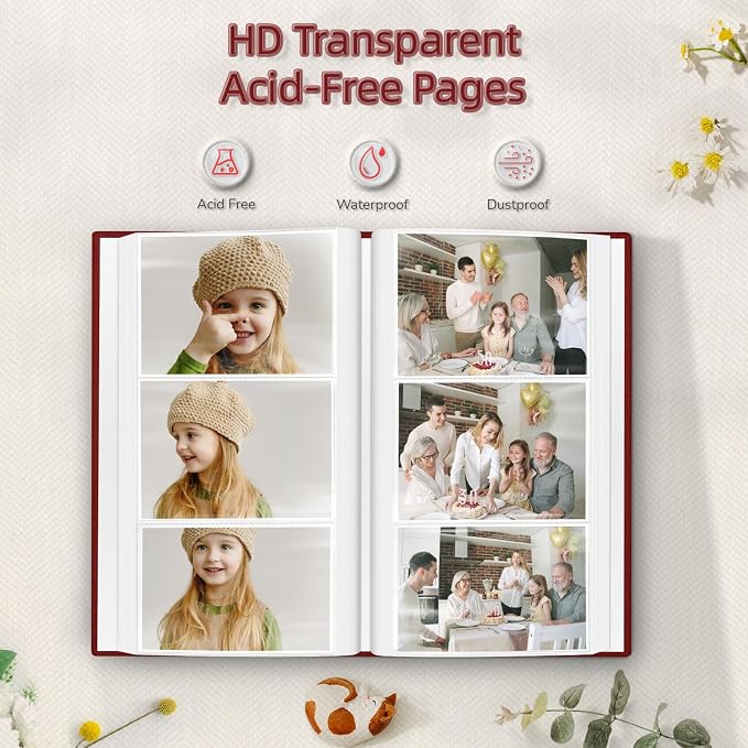 Popotop Photo Album 4x6-300 Photos Linen Cover Photo Books with 300 Horizontal Pockets,Slip-in Picture Albums for Family Wedding Anniversary Baby Vacation Pictures - Image 3