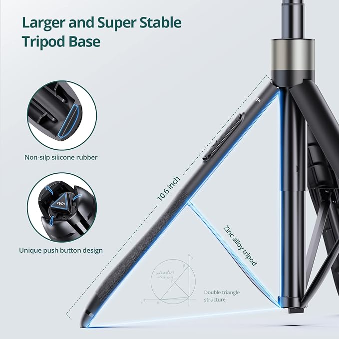 ATUMTEK 65" Selfie Stick Tripod, All in One Extendable Phone Tripod Stand with Bluetooth Remote 360° Rotation for iPhone and Android Phone Selfies, Video Recording, Vlogging, Live Streaming, Black - Image 4