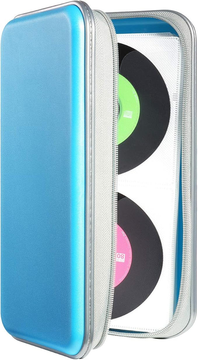 UENTIP CD Case,96 Capacity Hard Plastic DVD Case Holder for Car Home Travel | CD DVD Storage,Zipper Closure,Scratch-Resistant Sleeves,Stay Away Dust and Damp,Storage Music Video Gaming Discs Blu-ray by UENTIP