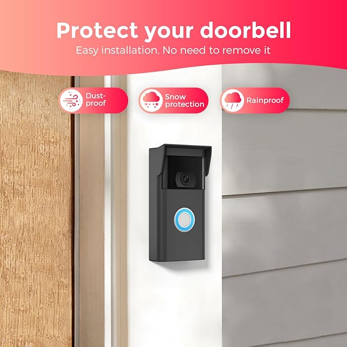 Silicone Case for Ring Video Doorbell 2nd Gen (2020 Release) | Weatherproof Ring Doorbell Cover with Sun Glare Visor, UV & Heat Resistant Accessories – Black - Image 3