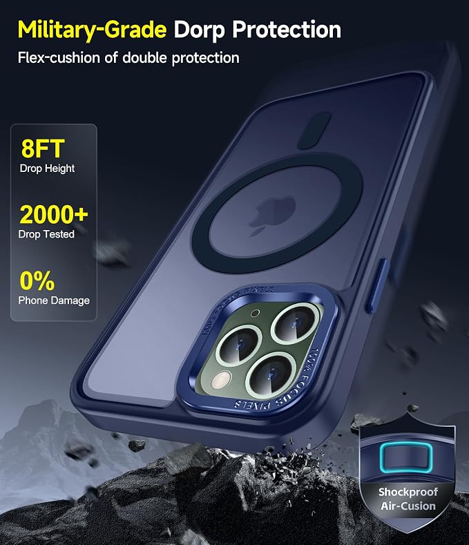LeYi for iPhone-11-Pro-Max Cases Blue with Screen Protector X2 + Camera Cover X2[ MagSafe Compatible] Magnetic Military Grade Protective Phone Case for iPhone 11promax i Phone 11pro max, Matte Blue - Image 4